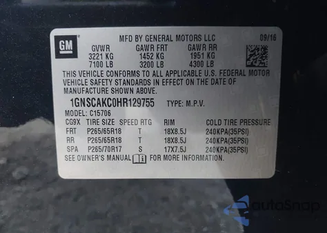 2017 Chevrolet Tahoe Ls z USA, uszkodzony, nr VIN 1GNSCAKC0HR129755